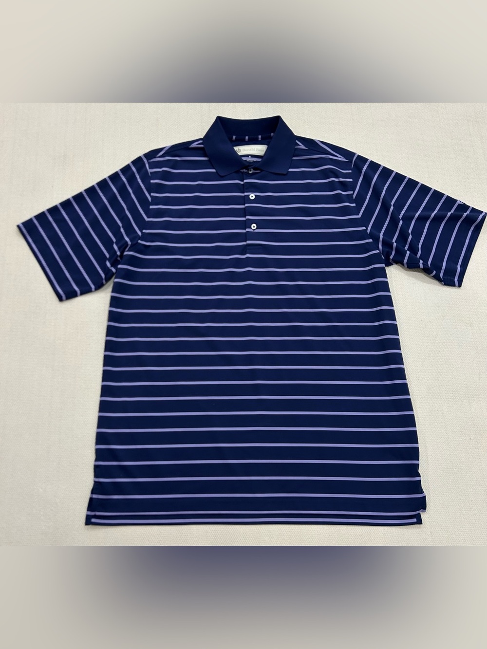Donald Ross Golf Polo Short Sleeve Blue And Purple Striped Performance Size M